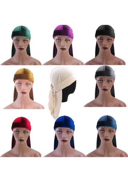 Moda Kadife Uzun Kuyruk Headwrap Beanie Green (Yurt Dışından)