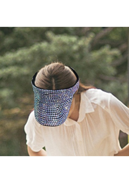 Bling Rhinestone Visor Güneş Şı Ayarlanabilir Plaj Geniş Kenarlı Tenis Ş ve (Yurt Dışından)