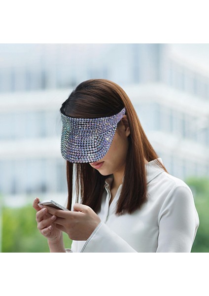 Bling Rhinestone Visor Güneş Şı Ayarlanabilir Plaj Geniş Kenarlı Tenis Ş ve (Yurt Dışından)