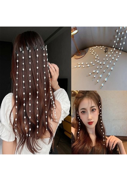 HH010-21 Kadınlar Için 2 Adet Kore Tokalar Uzun Püskül Saç Aksesuarları Inci Örgülü Saç Zinciri Artefakt Kafa Takı Düğün Ziyafet Mücevher (Yurt Dışından) fiyatları