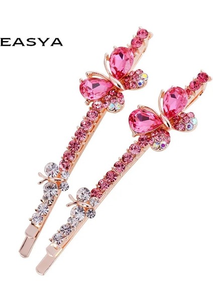 Hiçbiri Easya Klasik Tasarım 5 Renk Rhinestone Kristal Kelebek Firkete Tokalarım Takı Kadınlar Için Yeni Moda Köpüklü Saç Klipleri (Yurt Dışından) modelleri