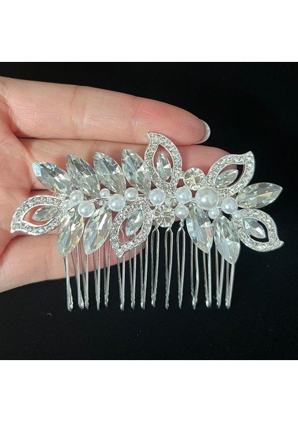 Stil 30 Blıjery Trendy Gelin Saç Aksesuarları Gümüş Renk Rhinestone Kristal Gelinler Tiara Çiçek Düğün Saç Tarakları Kadın Saç Takı (Yurt Dışından)