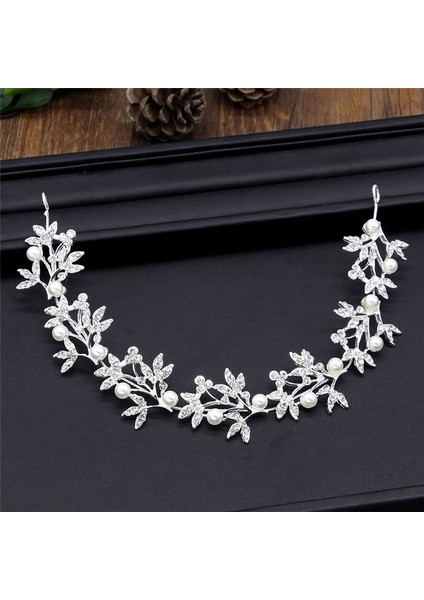 Rodyum Kaplama Yaprak Kafa Bandı Barok Gelin Saç Bantları Taç Başlığı Headdress Düğün Saç Aksesuarları Gelin Tiara Takı (Yurt Dışından) fiyatları