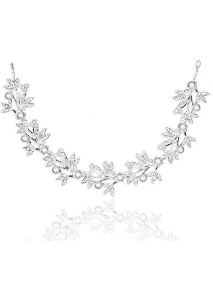 Rodyum Kaplama Yaprak Kafa Bandı Barok Gelin Saç Bantları Taç Başlığı Headdress Düğün Saç Aksesuarları Gelin Tiara Takı (Yurt Dışından) fırsatları