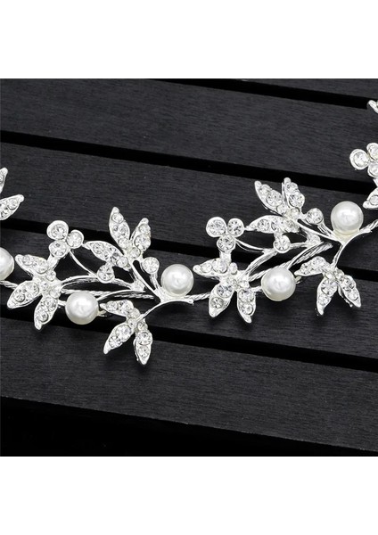Rodyum Kaplama Yaprak Kafa Bandı Barok Gelin Saç Bantları Taç Başlığı Headdress Düğün Saç Aksesuarları Gelin Tiara Takı (Yurt Dışından) indirimleri