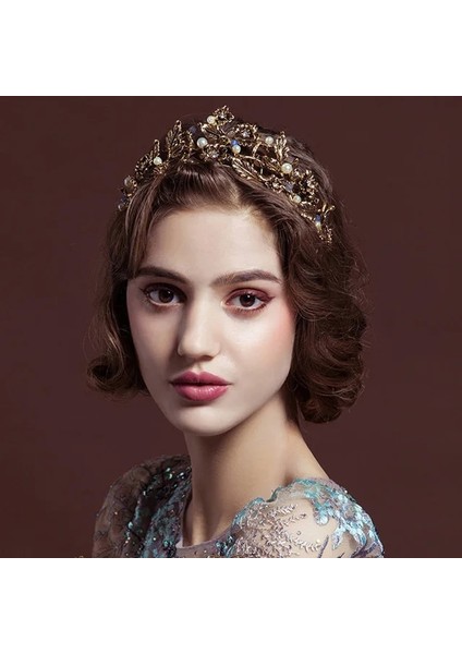Vintage Inci Taçlar Altın Yaprak Gelin Tacı Trendy Saç Bandı Başlığı Asma Taçlar Tiara Düğün Saç Aksesuarları Gelin Saç Bantları (Yurt Dışından)