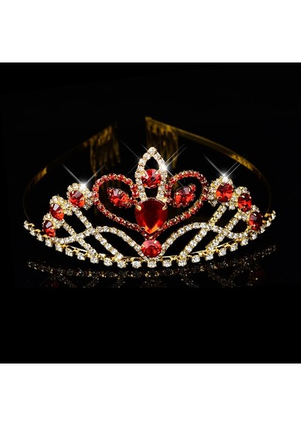 No.10 Boyutu Büyük Kraliçe Prenses Taç Diadem Yeşil Kırmızı Rhinestone Headdress Başkanı Kristal Tiara Gelin Düğün Saç Takı Aksesuarları (Yurt Dışından) indirimleri