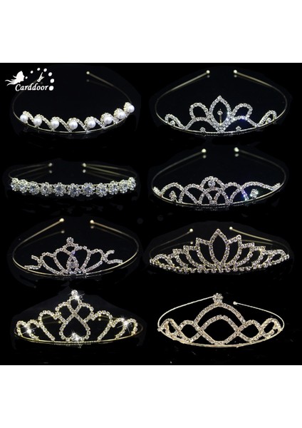 5 Altın Carddoor Moda Altın Prenses Tiara Inci Taklidi Tiaras ve Taçlar Düğün Saç Aksesuarları Doğum Günü Gelin Saç Süsleri (Yurt Dışından)