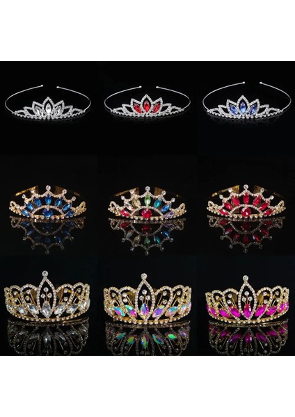 HG507 Gümüş Kırmızı Düğün Taç Gelin Şapkalar Prenses Kız Kadın Rhinestones Kristal Tiaras Altın Gelin Parti Taçlar Düğün Saç Aksesuarları (Yurt Dışından) fiyatları