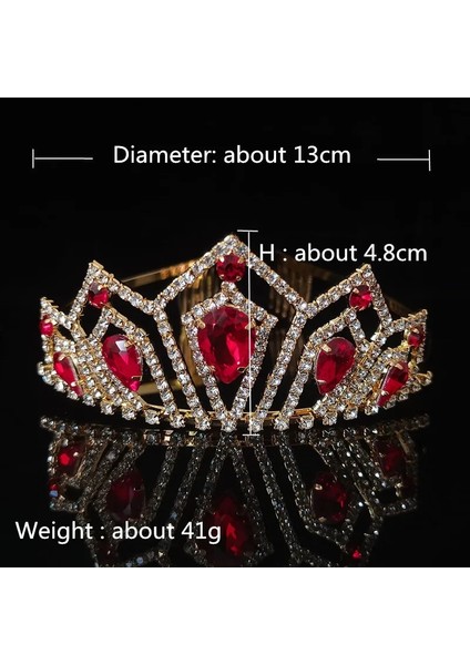HG507 Gümüş Kırmızı Düğün Taç Gelin Şapkalar Prenses Kız Kadın Rhinestones Kristal Tiaras Altın Gelin Parti Taçlar Düğün Saç Aksesuarları (Yurt Dışından) indirimleri