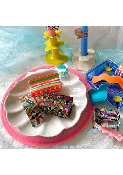 No.11 Boyutu Hangz Yeni Vintage Renkli Damalı Kafes Asetat Akrilik Kadınlar Için Büyük Dikdörtgen Saç Pençe Klipler Saç Aksesuarları (Yurt Dışından) indirimleri