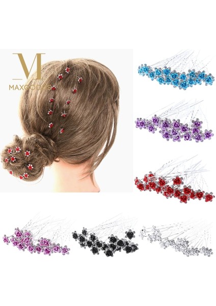 Yeşil-20 Adet Rystal Gül Çiçek Saç Klipleri Moda Düğün Gelin Saç Nedime Takı Kadın Saç Aksesuarları (Yurt Dışından) modelleri