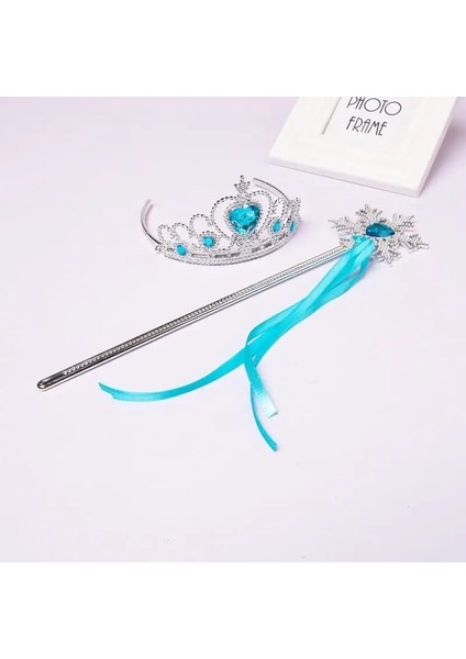 03 Gök Mavisi Çocuklar Kız Kar Buz Kraliçesi Prenses Tiara Saç Tarakları Taç Sihirli Değnekler Peri Değnek Prenses Diademe Prenses Aksesuarları (Yurt Dışından)