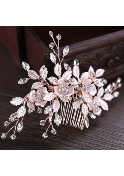 Gümüş Rengi Trendy Gümüş Renk Gül Altın Çiçek Saç Tarak Gelin Saç Aksesuarları Düğün Tiara Saç Süsleri Gelin Saç Takı El Yapımı (Yurt Dışından) fırsatları