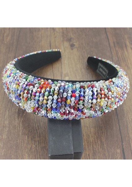 Renkli Kafa Bandı Yeni Kişilik Dans Gösterisi Podyum Parlak Rhinestones Vahşi Geometrik Kafa Bandı Barok Abartılı Moda Mizaç Kafa Bandı (Yurt Dışından)