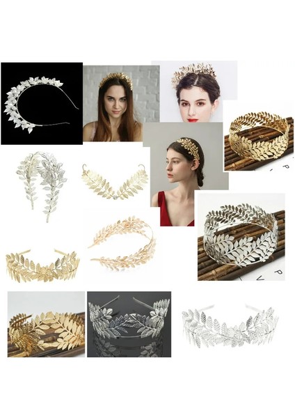 NO.629 Beden Barok Altın Renk Yaprak Hairband Başlığı Taç Tiara Headdress Roma Tanrıçası Yunan Takı Gelin Düğün Saç Aksesuarları (Yurt Dışından) indirimleri