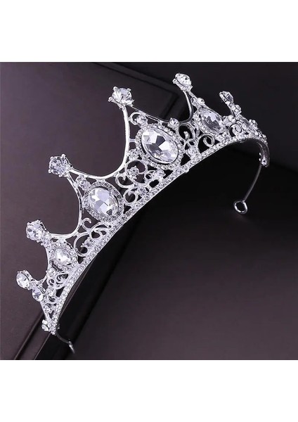 Gümüş Kaplı Yeni Moda Zarif Vintage Küçük Barok Yeşil Kristal Tiaras Taçlar Kadınlar Kızlar Için Gelin Düğün Saç Takı Aksesuarları (Yurt Dışından)