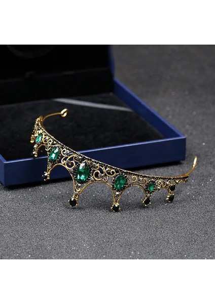 Gümüş Kaplı Yeni Moda Zarif Vintage Küçük Barok Yeşil Kristal Tiaras Taçlar Kadınlar Kızlar Için Gelin Düğün Saç Takı Aksesuarları (Yurt Dışından) modelleri