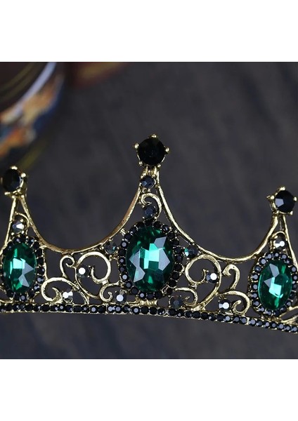Gümüş Kaplı Yeni Moda Zarif Vintage Küçük Barok Yeşil Kristal Tiaras Taçlar Kadınlar Kızlar Için Gelin Düğün Saç Takı Aksesuarları (Yurt Dışından) fırsatları