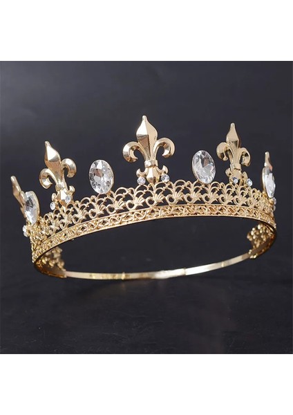 Altın Taç 01 Ayarlanabilir Yuvarlak Düğün Kral Tiara Taç Başlığı Erkekler Için Parti Saç Süsler Rhinestone Kafa Takı Aksesuarları (Yurt Dışından) modelleri