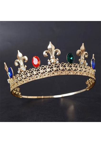 Altın Taç 01 Ayarlanabilir Yuvarlak Düğün Kral Tiara Taç Başlığı Erkekler Için Parti Saç Süsler Rhinestone Kafa Takı Aksesuarları (Yurt Dışından) fırsatları