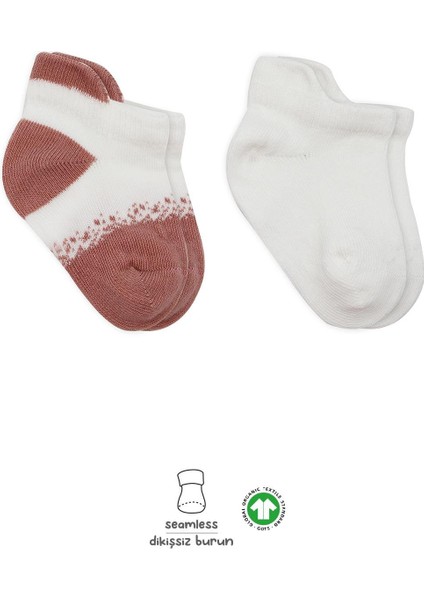 Organik Bebek Çocuk 2li Point Penye Sneakers Çorap