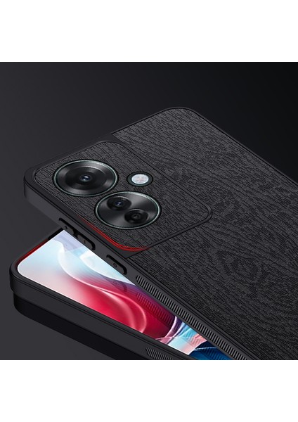 Oppo RENO11 F 5g Ahşap Doku Deri+Pc+Tpu Hibrit Ince Telefon Kılıfı (Yurt Dışından)