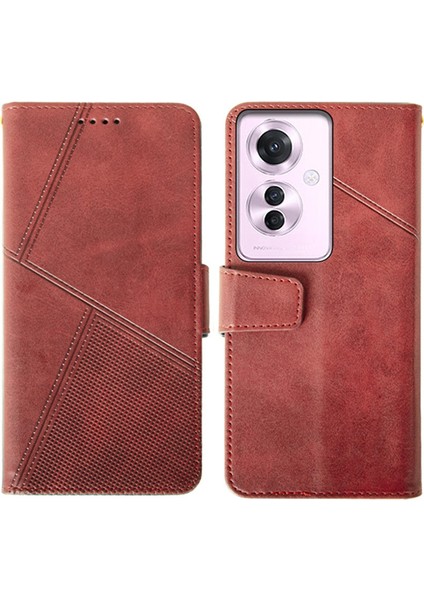 Oppo RENO11 F 5g Deri Kılıf Buzağı Dokulu Cüzdan Darbeye Dayanıklı Kapak (Yurt Dışından)