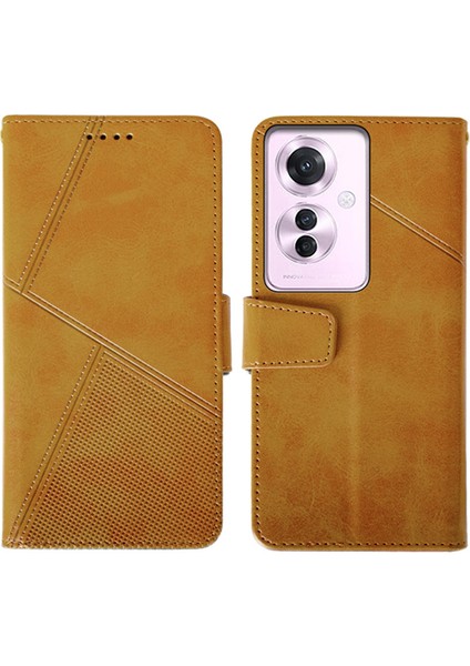 Oppo RENO11 F 5g Deri Kılıf Buzağı Dokulu Cüzdan Darbeye Dayanıklı Kapak (Yurt Dışından)