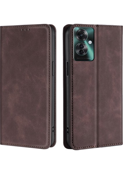 Oppo RENO11 F 5g Cilt Dokunuşlu Doku Telefon Kılıfı Kart Yuvaları Deri Kapak (Yurt Dışından)