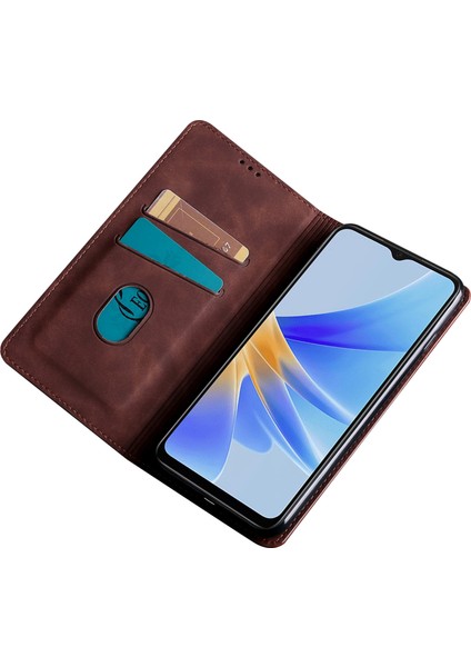 Oppo RENO11 F 5g Cilt Dokunuşlu Doku Telefon Kılıfı Kart Yuvaları Deri Kapak (Yurt Dışından)