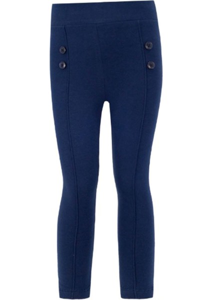 Düğme Detaylı Kız Çocuk Çimalı tayt - Lacivert