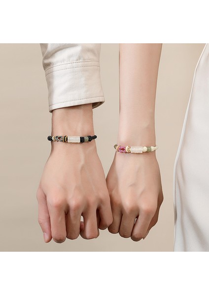 Beyaz Kalsedon Bambu Çift Bileklik (Yurt Dışından) fiyatları