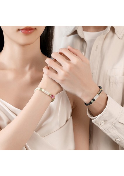 Beyaz Kalsedon Bambu Çift Bileklik (Yurt Dışından) modelleri