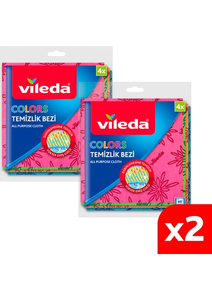 2 Paket 4 Lü Colors Renkli Mutfak Bezi