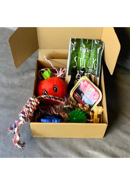 Peluş Oyuncak X2 + Çekiştirme Ipi + Sesli Top + Kemirme Oyuncağı + Yaş Mama + Dog Sticks + Sütlü Kemik Köpek Seti