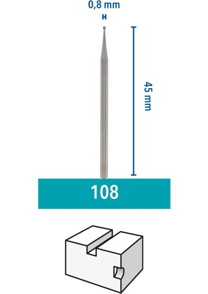 08 Mm Gravür (Oyma) Freze 3 Adet