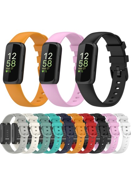 Fit Inspire 3 Siyah Için Silikon Saat Bandı (Yurt Dışından)