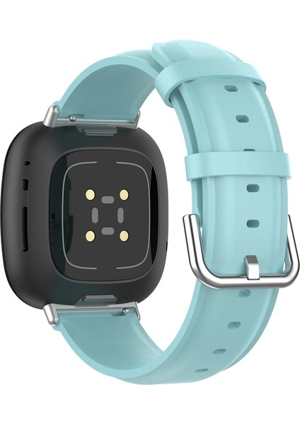 Deri Saat Kordonu For Fit Versa 3 / Sense For Fitbit Versa 3 / Sense Açık Mavi (Yurt Dışından)