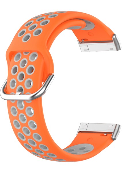 Fitbit Versa 4 / Sense 2 Turuncu Gri Için Silikon Saat Bandı (Yurt Dışından)