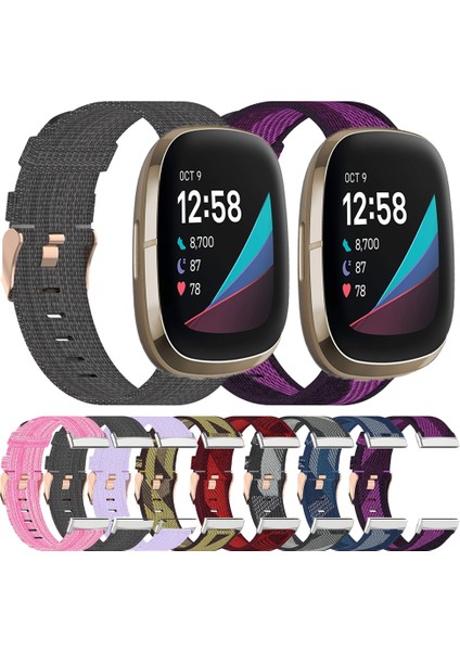 Örgü Kanvas Saat Kordonu Fit Sense Için Fitbit Sense Mavisi Için (Yurt Dışından)