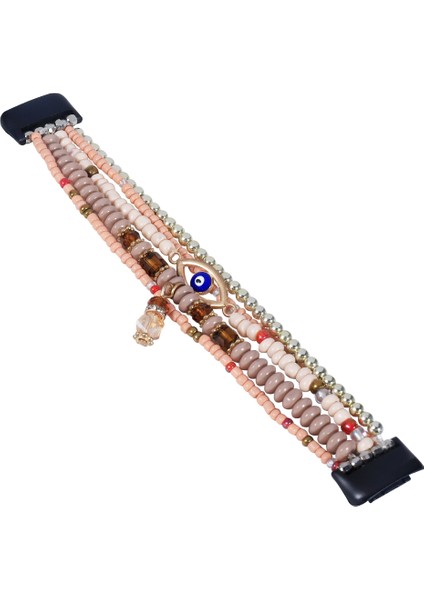 Fit Charge 5 Açık Kahve Için Göz Boncuklu Zincirli Saat Bandı (Yurt Dışından)