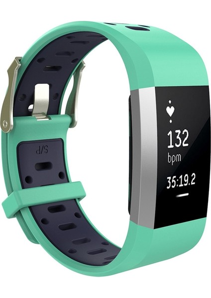 Fitbit Charge 2 Için Iki Tonlu Yuvarlak Delikli Silikon Saat Bandı Tokalı Yeşil + Mavi (Yurt Dışından) modelleri