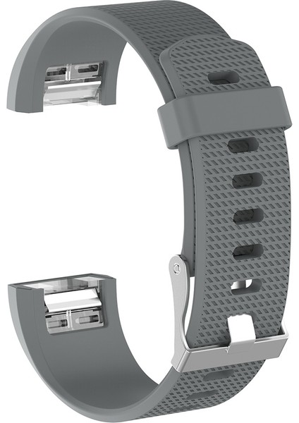 Fitbit Charge 2 Için Tokalı Ortak Dokulu Silikon Saat Bandı, Beden: L Gri (Yurt Dışından)