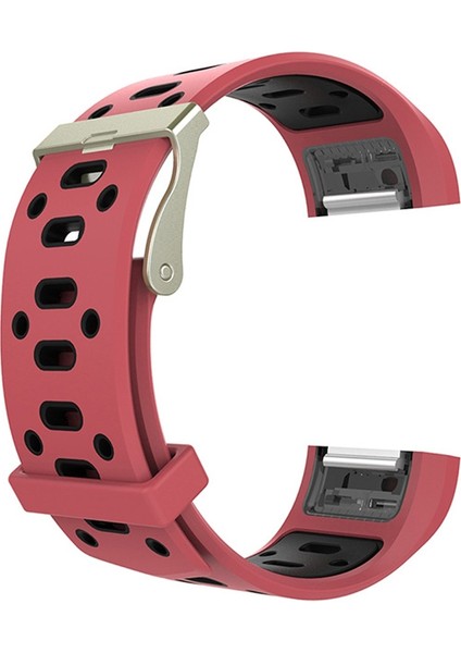 Fitbit Charge 2 Için Iki Tonlu Yuvarlak Delikli Silikon Saat Bandı Tokalı Kırmızı + Siyah (Yurt Dışından)