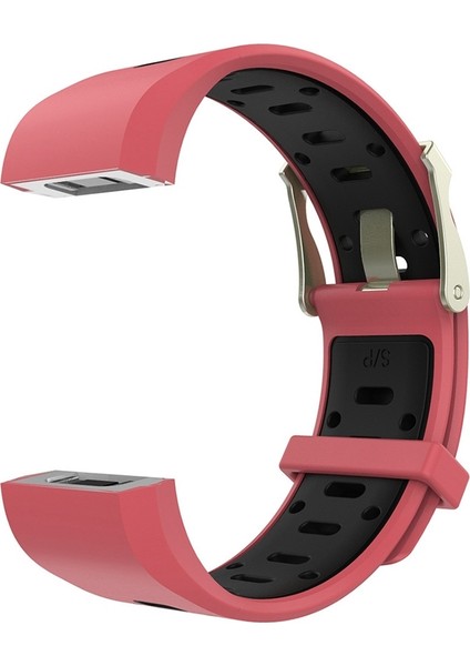 Fitbit Charge 2 Için Iki Tonlu Yuvarlak Delikli Silikon Saat Bandı Tokalı Kırmızı + Siyah (Yurt Dışından) fiyatları