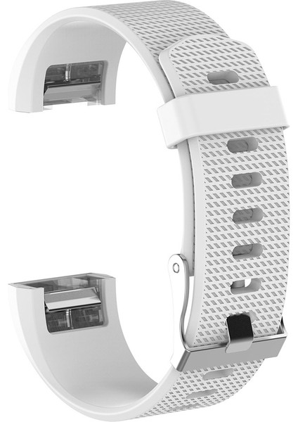 Fitbit Charge 2 Için Tokalı Ortak Doku Silikon Saat Bandı, Boyut: L Beyaz (Yurt Dışından)