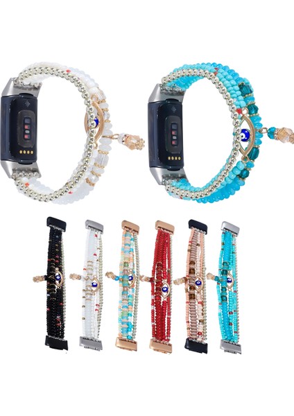 Fit Charge 5 Pembe Göz Boncuklu Zincirli Saat Bandı (Yurt Dışından)