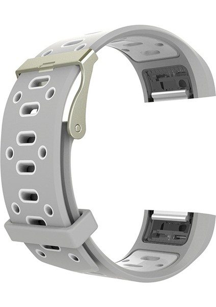 Fitbit Charge 2 Için Iki Tonlu Yuvarlak Delikli Silikon Saat Bandı Tokalı Gri + Beyaz (Yurt Dışından)