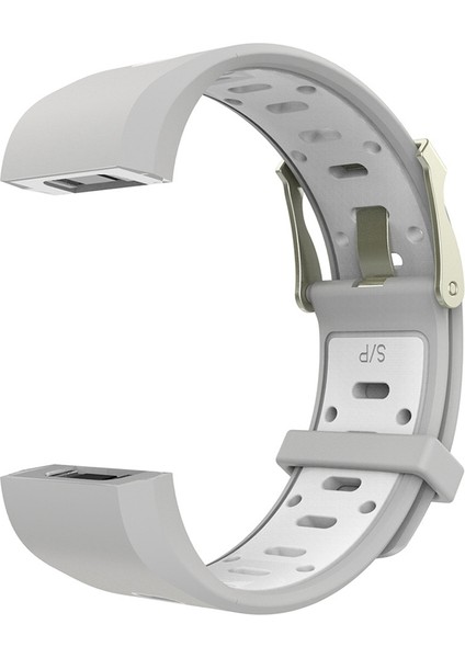 Fitbit Charge 2 Için Iki Tonlu Yuvarlak Delikli Silikon Saat Bandı Tokalı Gri + Beyaz (Yurt Dışından) fiyatları